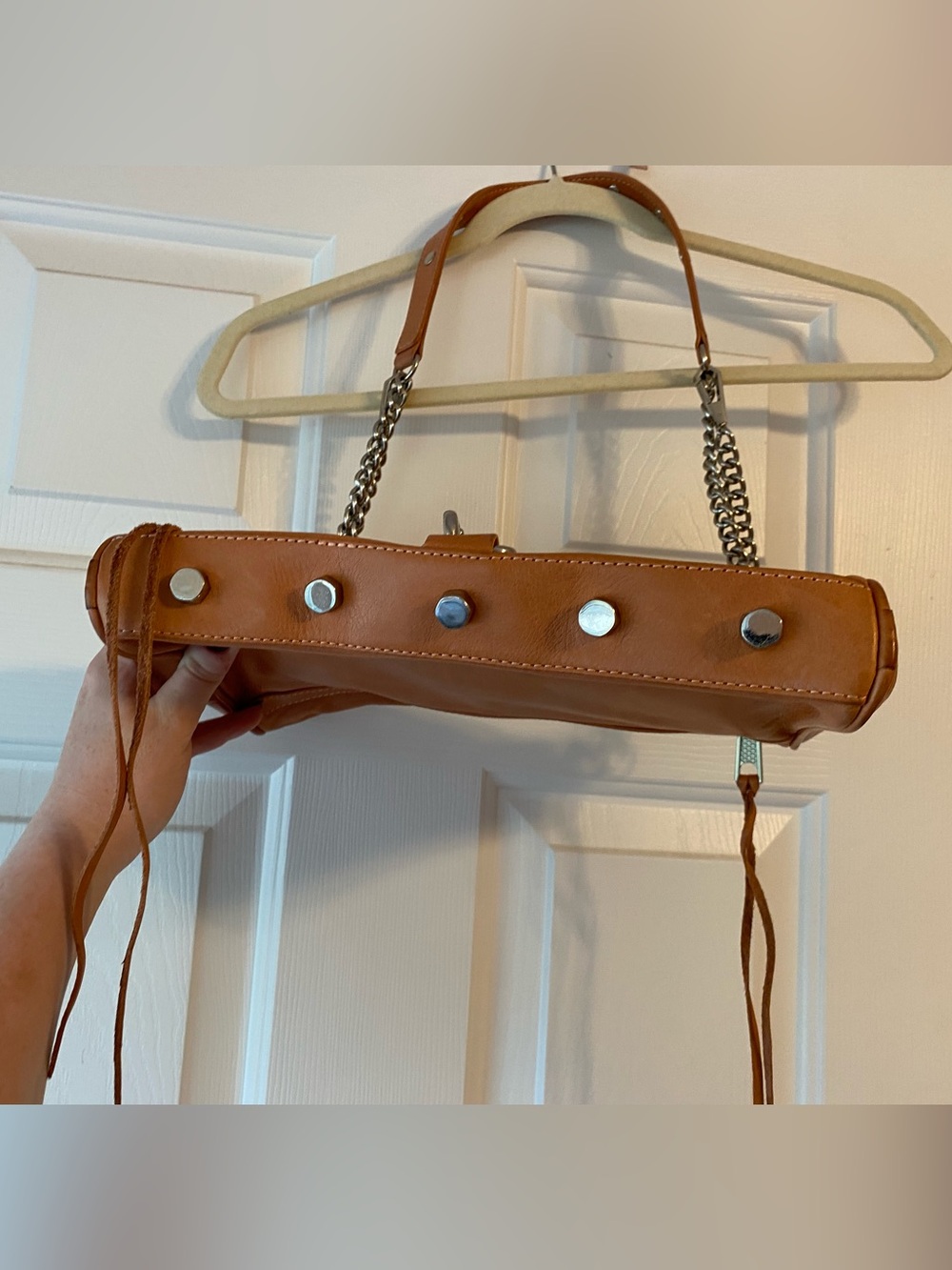 Rebecca Minkoff Tan Leather Shoulder Bag with Chain Strap - Picture 2 of 12